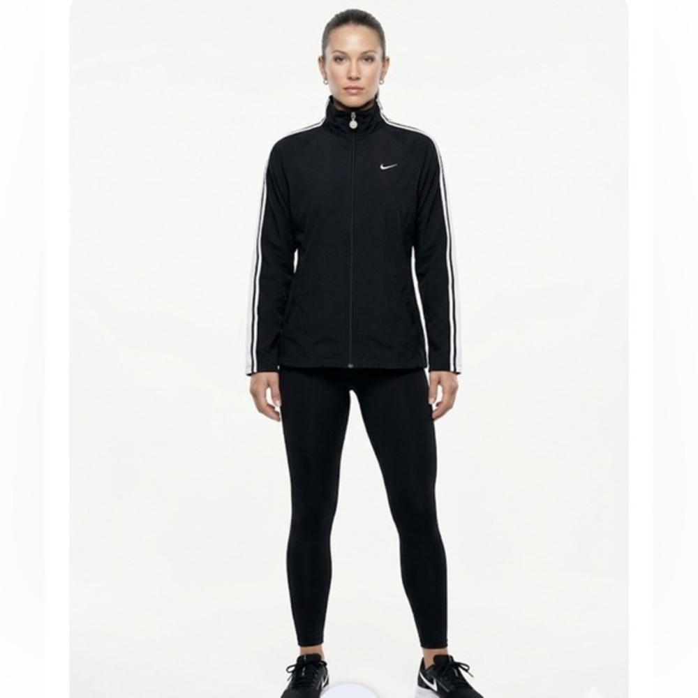 Nike Vintage Y2K Black Track Jacket White Racing Stripes Women’s XXL